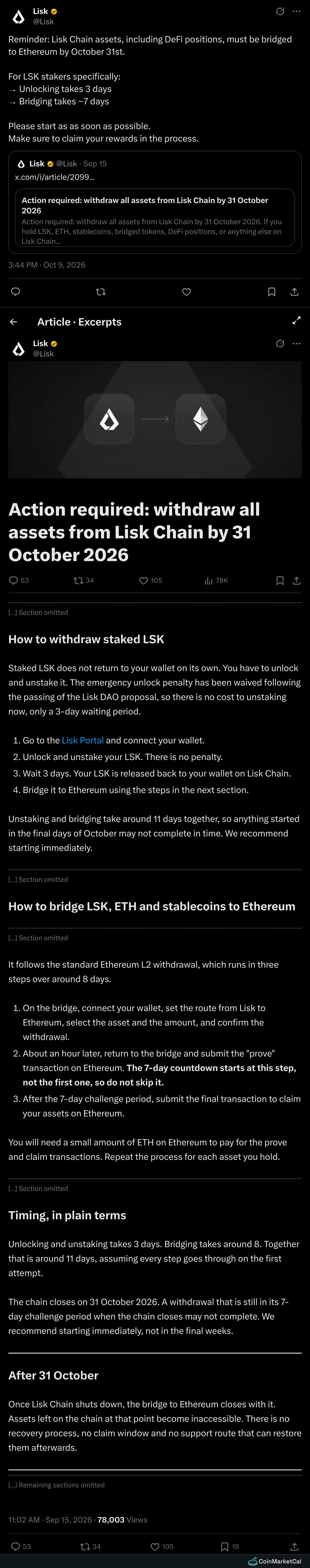 Chain closure · CoinMarketCal