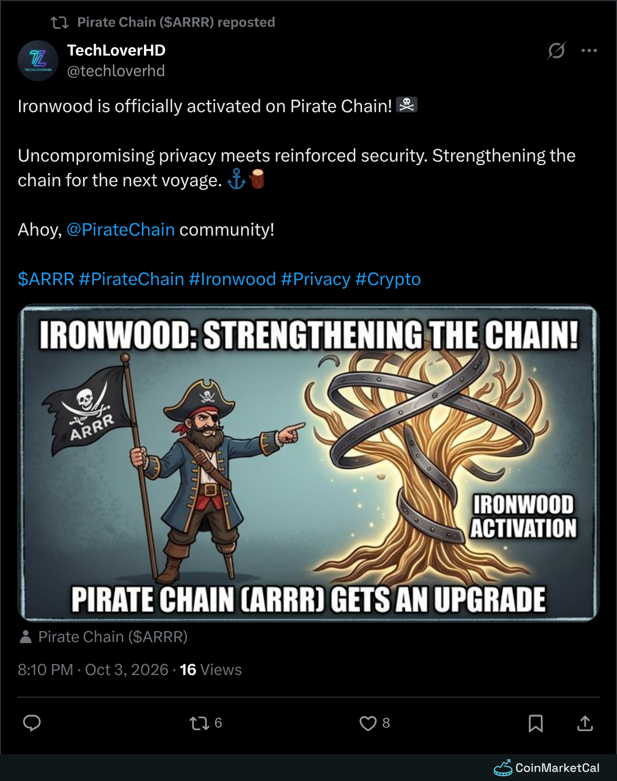Ironwood activation · CoinMarketCal